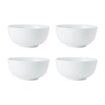 Mikasa Chalk Set de 4 bols à céréales en porcelaine, blanc | Bols à soupe en porcelaine | Set de petits bols blancs, 14cm - Emballage cadeau, va au micro-ondes et au lave-vaisselle