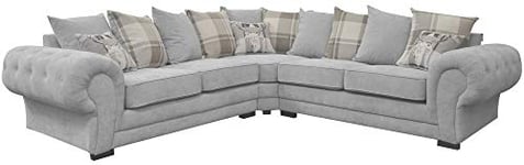 Verona Corner Sofa Fabric Grey Brown Cream Designer Scatter Cushions Living Room Furniture (Light Grey)