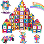 aaczly Blocs de Construction Magnétiques 122 Pièces, 3D Construction Jouets Educatif Jeux Cadeaux pour Enfants à Partir de 3 4 5 6 7 Ans