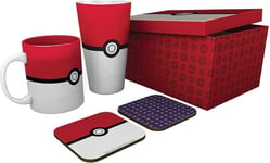 Pokémon Pokeball Mug, 400ml Glass & 2 Coasters Collectable Gift Box