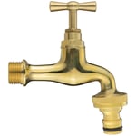 Garden Tap Faucet Mixer Solid Brass Polished 1/2" BSPM Quick Hose Connector