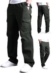 Aotoyou Pantalon Cargo Polaire Elastique Homme Pantalon Grande Taille Coton avec Multipoches pour Hiver Army Vert Epais M