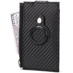 For Airtag Tracker Case Carbon Fiber Credit Card Holder Wallet(Black)