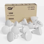 GY GU10 LED Bulbs Neutral White 4000K 10W 1100lm, Energy Saving High Lumen Light Bulbs 100W Halogen Light Bulb Equivalent,120° Wide Beam Non-dimmable, Pack of 12