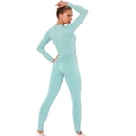 Xinyuan Women's Blue Stretch Fit Yoga Suit Tracksuit Lounge Wear, Long Sleeve Crop Tops + High Waist Leggings 2 Pcs Set, Gym Running Outfit Blue-S