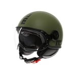 MOMODESIGN - FGTR Classic E2206, Casque Jet Moto, Casque Jet Homologué ECE, Casque Jet Ouvert Scooter, Homme et Femme, Léger avec Visière, pour Hommes et Femmes, Matt Military Green/Black, XL