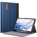 Fintie Étui pour Samsung Galaxy Tab S8 11" 2022/S7 11" 2020, Multi-Angle, avec Porte-Stylo, Fentes pour Documents, Veille/réveil Automatique, Bleu Marine