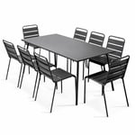 Ensemble table de jardin et 8 chaises en métal gris - Palavas - Gris Anthracite