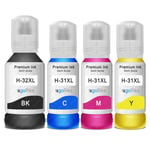 4 Refill Ink Bottles (Set) Compatible for HP Smart Tank 5105 5107 7005 7305 7605