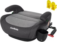 I-Size Booster Seat ISOFIX, Portable for Kids 125-150cm, Cup Holder, Gray