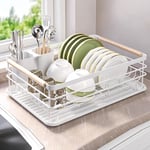 Warmiehomy White Dish Drainer Rack Dish Drying Rack Dish Rack with Removable for