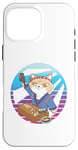 Coque pour iPhone 16 Pro Max Sushi chef bandeau chat tenue bleue comptoir en bois sushimi