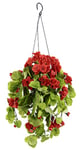 Flair Flower Géraniums artificiels à Suspendre dans Un Pot - Géranium - Suspension en Soie - Fleurs artificielles - Plante décorative pour Balcon - Plante d'intérieur Classique - Bouquet Vert