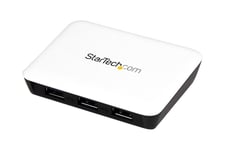 StarTech.com USB 3.0 to Gigabit Ethernet NIC Network Adapter with 3 Port Hub - White - USB 3 Ethernet Adapter - USB Charging Hub (ST3300U3S) - hub - 3 porte