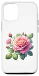 Coque pour iPhone 15 Rose de jardin imprimé graphique fille