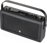 Hepburn MK II Radio DAB Plus/DAB avec Bluetooth, FM et Radio Réveil Fonction - Alimentée par Secteur et Batterie Radio Vintage Portable avec entrée AUX, Prise Casque et Port de Charge USB - Noir