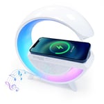 Technaxx Wireless LED Nightlight Speaker with 10W Wireless Charging and 6 RGB Light Modes, G-Shape Bluetooth Speaker, Atmosphere Night Light, Multifunctional Wireless Phone Charger TX-264