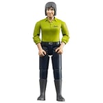 bruder 60405 - bworld Femme à la peau claire et au pantalon bleu foncé, figurine jouet, fermière, agricultrice