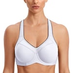 SYROKAN Femme Soutien-Gorge de Sport à Armature Grand Maintien Dos Nageur Blanc 85B