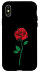 Coque pour iPhone X/XS Rose rouge simple poche fleur romantique amour poche