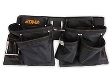 EDMA 280055 Ceinture Poche Nylon-Sac Outils avec 12 Rangements pour Bricoleur-2 Porte Marteaux-Sangle Réglable-280055-Outil de Travaux pour Professionnel et Particulier