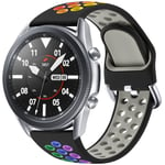 JUVEL Compatible with Samsung Galaxy Watch 3 45mm Strap/Samsung Galaxy Watch 46mm Strap, Dual Colour 22mm Silicone Breathable Sport Replacement Straps for Huawei Watch GT 3 46mm, Large BlackColorful