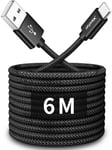 6M Extra Long Cable USB C,Premium Nylon USB 2.0 Câble USB A vers USB C,Résistant Chargeur Type C pour Samsung Galaxy S10 S9 S8 S20 Plus,A40 A50 A41 A51,Moto G8 G7,Xpexia xz et Plus