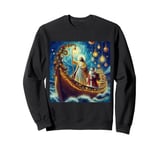 Christmas Voyage Jesus and Santa Illuminating the Night Sweatshirt