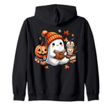 Cute Ghost Reading Book Lovers Halloween Ghost Coffee Women Zip Hoodie