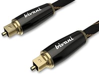 Bivani Câble Fibre Toslink Premium de 5 mètres - Fibre Optique S/PDIF HQ - Câble Audio numérique Optique, connecteurs plaqués Or, Alliage de Zinc, Tissu en Nylon - Série Elite - 5M