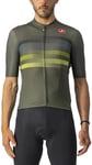 Castelli Endurance Pro JRS T-Shirt Homme, Military Green/Blue-Sulphur, Large