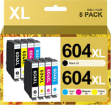 Lot de 8 Cartouches d'encre 604 XL compatibles avec Les Cartouches Epson 604 XL pour Epson XP 2205 pour Epson XP 3200 XP 4200 XP 3205 XP 4205 Workforce WF 2930