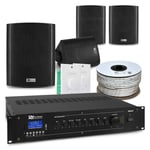 2-Zone Multi Room PA System - 4x BC40V Black Wall Speakers & Bluetooth Amplifier