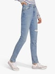 Current/Elliott The Freeway High Rise Distressed Cigarette Jeans, Camino Light Blue