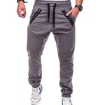 Men's Elastic Waist Drawstring Jogging Cargo Pants Grey 3XL