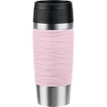 Emsa N20214 Travel Mug Wave Gobelet isotherme 0,36 l | Bouchon à vis confortable | Acier inoxydable | 4 h chaud et froid 8 h | 100% étanche | Passe au lave-vaisselle | Ouverture à 360° | Rose pastel