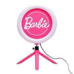 Barbie Streaming Light - Anneau Lumineux réglable sous Licence Officielle avec Support de téléphone, 3 Modes d'éclairage, Chaud, Frais et Neutre, Cadeau pour Fille | Paladone