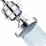 Shmshng - Pommeau Douche Fixe + Filtre Douche Anti Calcaire à 15 Étapes Avec Vitamine c - Filtre de Douche Haut Débit pour Éliminer le Chlore et