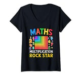 Womens Maths Day Costume Idea For Kids & Numbers Maths Rockstar V-Neck T-Shirt