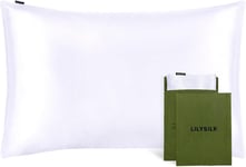 LILYSILK 100% Mulberry Silk Pillowcase for Hair and Standard 50x75cm, White