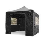 All Seasons Gazebos - Tonnelle Pop-Up 3X3m Entièrement Imperméable Avec 4 Parois Latérales - Noir