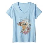 Disney Bambi Floral Portrait T-Shirt avec Col en V