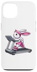 Coque pour iPhone 13 Lapin de Pâques sur tapis roulant Gym Fitness Entraînement