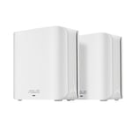 ASUS ZenWiFi BD4 (2-pack EU+UK) Dobbelbånd (2.4 GHz / 5 GHz) Wi-Fi 7 (802.11be) Hvit Innvendig lys