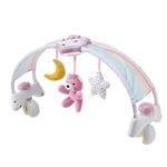 Chicco Arche Arc en Ciel Jeu de Développement 2 en 1 Compatible avec le Lit Next2Me, Panneau de Berceau avec Arche Arc-en-ciel et Veilleuse avec Musique et Pendentifs - Jouet Bébé 0+ Mois, rose