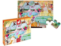 Janod - Puzzle Tactile Enfant Une Journée au Zoo 20 Pièces dont 7 Texturées - Jeu Educatif et Sensoriel - Toucher, Motricité Fine et Concentration - Dès 2 Ans, J02774