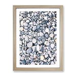 Pebbles Painting Modern Framed Wall Art Print, Ready to Hang Picture for Living Room Bedroom Home Office Décor, Oak A4 (34 x 25 cm)