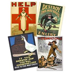 Artery8 US UK Allies Military Recruitment World War 1 Mad Brute Help Trumpet Call Premium Wall Art Poster Pack of 4