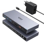 Station D'Accueil Usb C Avec Alimentation 65 W Dock Usb C Pour Ordinateur Portable Triple Écran Hub Usb C Avec Double Hdmi 4K, Dp, Pd 100 W, Ethernet, Usb C/A 3.1 10 Gbit/S, Sd/Tf, Audio/Micro