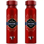 2X Old Spice Captain Deodorant Body Spray for Men 150 ml, Long-lasting Fragrance